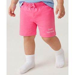Babyhug 100% Cotton Knit Mid Thigh Shorts with Text Print & Bow Applique Pack of 3 - Multicolor