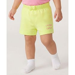 Babyhug 100% Cotton Knit Mid Thigh Shorts with Text Print & Bow Applique Pack of 3 - Multicolor
