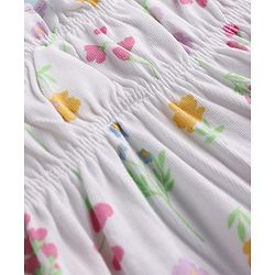 Babyhug Knitted One Piece Dresses/Frocks with Shoulder Straps and Floral Print White 3-6 Months