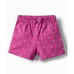 Babyhug Single Jersey Knit Mid Thigh Shorts with Polka Dot Print & Bow Applique Pack of 3 - Multicolor