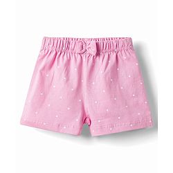 Babyhug Single Jersey Knit Mid Thigh Shorts with Polka Dot Print & Bow Applique Pack of 3 - Multicolor