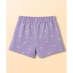 Babyhug Single Jersey Knit Mid Thigh Printed Shorts with Bow Applique Pack of 3 - Multicolor