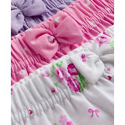 Babyhug Single Jersey Knit Mid Thigh Printed Shorts with Bow Applique Pack of 3 - Multicolor