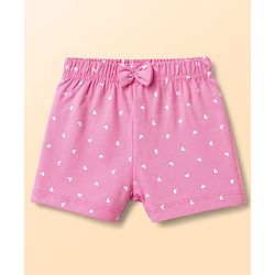 Babyhug Single Jersey Knit Mid Thigh Printed Shorts with Bow Applique Pack of 3 - Multicolor