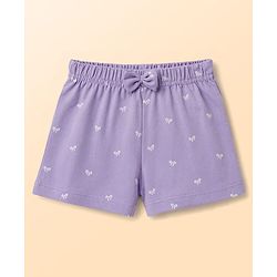 Babyhug Single Jersey Knit Mid Thigh Printed Shorts with Bow Applique Pack of 3 - Multicolor