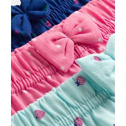 Babyhug Single Jersey Knit Mid Thigh Printed Shorts with Bow Applique Pack of 3 - Multicolor