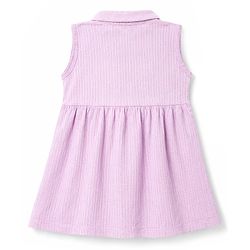 Babyhug 100% Cotton Knit Sleeveless Frock With Floral Applique - Lavender