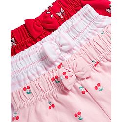Babyhug Single Jersey Knit Mid Thigh Shorts with Cherry & Bow Print Pack of 3 - Multicolor