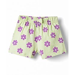 Babyhug Single Jersey Knit Mid Thigh Printed Shorts with Bow Applique Pack of 3 - Multicolor