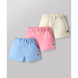Babyhug Single Jersey Knit Mid Thigh Shorts With Rainbow Print Pack of 3 - Multicolor