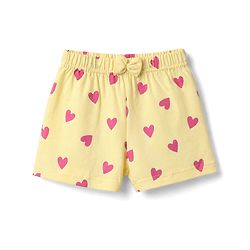 Babyhug Single Jersey Knit Mid Thigh Shorts With Heart Print & Bow Applique Pack of 3 - Multicolor