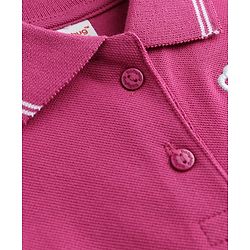 Babyhug  Knitted Sleeveless Polo Neck One Piece Dress/Frock With Bow Print - Pink