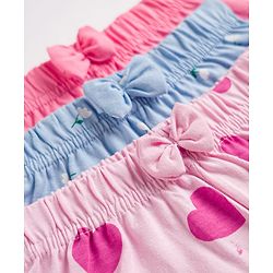 Babyhug Single Jersey Knit Mid Thigh Printed Shorts with Bow Applique Pack of 3 - Multicolor