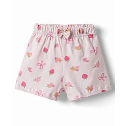 Babyhug Single Jersey Knit Mid Thigh Printed Shorts with Bow Applique Pack of 3 - Multicolor