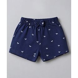 Babyhug Single Jersey Knit Mid Thigh Printed Shorts with Bow Applique Pack of 2 - Multicolor