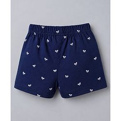 Babyhug Single Jersey Knit Mid Thigh Printed Shorts with Bow Applique Pack of 2 - Multicolor