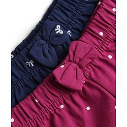 Babyhug Single Jersey Knit Mid Thigh Printed Shorts with Bow Applique Pack of 2 - Multicolor