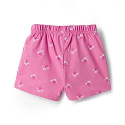 Babyhug Cotton Knit Mid Thigh Floral Printed Shorts With Bpw Applique Pack of 2 -Multicolour