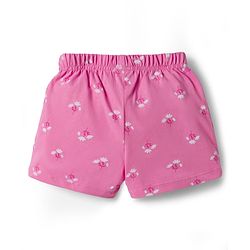 Babyhug Cotton Knit Mid Thigh Floral Printed Shorts With Bpw Applique Pack of 2 -Multicolour