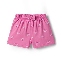 Babyhug Cotton Knit Mid Thigh Floral Printed Shorts With Bpw Applique Pack of 2 -Multicolour