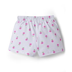 Babyhug Cotton Knit Mid Thigh Floral Printed Shorts With Bpw Applique Pack of 2 -Multicolour
