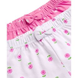 Babyhug Cotton Knit Mid Thigh Floral Printed Shorts With Bpw Applique Pack of 2 -Multicolour