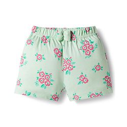 Babyhug Cotton Knit Mid Thigh Floral Printed Shorts Pack Of 2 - Multicolour