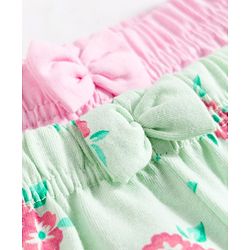 Babyhug Cotton Knit Mid Thigh Floral Printed Shorts Pack Of 2 - Multicolour