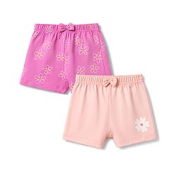 Babyhug Single Jersey Knit Mid Thigh Printed Shorts with Bow Applique Pack of 2 - Multicolor
