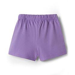 Babyhug Cotton Knit Mid Thigh Floral Printed Shorts With Bow Applique - Multicolour