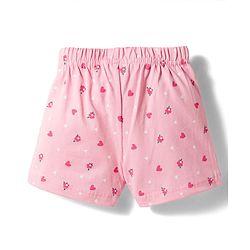 Babyhug Cotton Knit Mid Thigh Shorts with Floral & Butterfly Print & Bow Applique Pack of 2 - Navy Blue & Pink