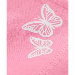 Babyhug Cotton Knit Mid Thigh Shorts with Floral & Butterfly Print & Bow Applique Pack of 2 - Light Green & Pink