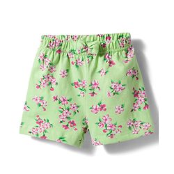 Babyhug Cotton Knit Mid Thigh Shorts with Floral & Butterfly Print & Bow Applique Pack of 2 - Light Green & Pink