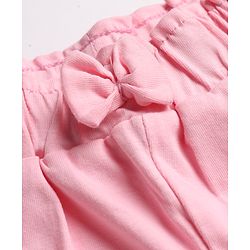 Babyhug Single Jersey Knit Mid Thigh Solid Shorts With Bow Applique - Pink