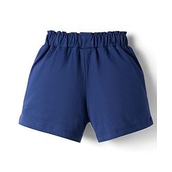 Babyhug Cotton Knit Mid Thigh Heart & Text Printed Shorts With Bow Applique - Navy Blue