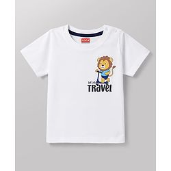 Babyhug 100% Cotton Knit Half Sleeves Striped Animal & Vehicles Printed T-Shirts Pack of 3 - Navy Blue Brown & White