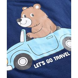 Babyhug 100% Cotton Knit Half Sleeves Striped Animal & Vehicles Printed T-Shirts Pack of 3 - Navy Blue Brown & White