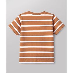 Babyhug 100% Cotton Knit Half Sleeves Striped Animal & Vehicles Printed T-Shirts Pack of 3 - Navy Blue Brown & White