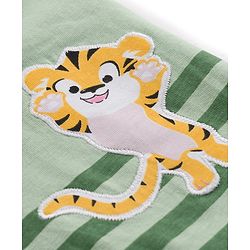 Babyhug 100% Cotton Single Jersey Knit Half Sleeves Striped T-Shirt With Lion Patch & Military Cargo Shorts Set - Green & Beige