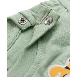 Babyhug 100% Cotton Single Jersey Knit Half Sleeves Striped T-Shirt With Lion Patch & Military Cargo Shorts Set - Green & Beige