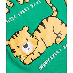 Babyhug Single Jersey Knit Half Sleeves T-Shirt & Denim Shorts With Animal Print - Green