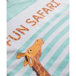 Babyhug 100% Cotton Knit Half Sleeves Giraffe Printed & Striped T-Shirt & Shorts Set - Light Blue & Green