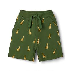 Babyhug 100% Cotton Knit Half Sleeves Giraffe Printed & Striped T-Shirt & Shorts Set - Light Blue & Green