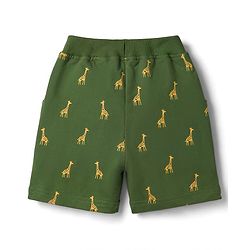 Babyhug 100% Cotton Knit Half Sleeves Giraffe Printed & Striped T-Shirt & Shorts Set - Light Blue & Green