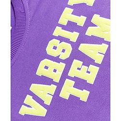Babyhug Single Jersey Knit Half Sleeves T-Shirt & Shorts Set with Varsity Print - Purple & Light Green