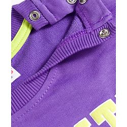 Babyhug Single Jersey Knit Half Sleeves T-Shirt & Shorts Set with Varsity Print - Purple & Light Green