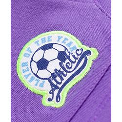 Babyhug Single Jersey Knit Half Sleeves T-Shirt & Shorts Set with Varsity Print - Purple & Light Green