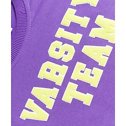 Babyhug Single Jersey Knit Half Sleeves T-Shirt & Shorts Set with Varsity Print - Purple & Light Green
