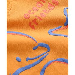 Babyhug Cotton Knit T-Shirt with Graphics Half Sleeves Round Neck Orange Color 6-9 Months