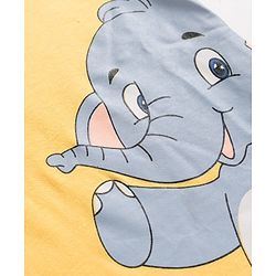 Babyhug Single Jersey Knit Half Sleeves Elephant Printed T-Shirt & Striped Shorts - Yellow, Blue & Green